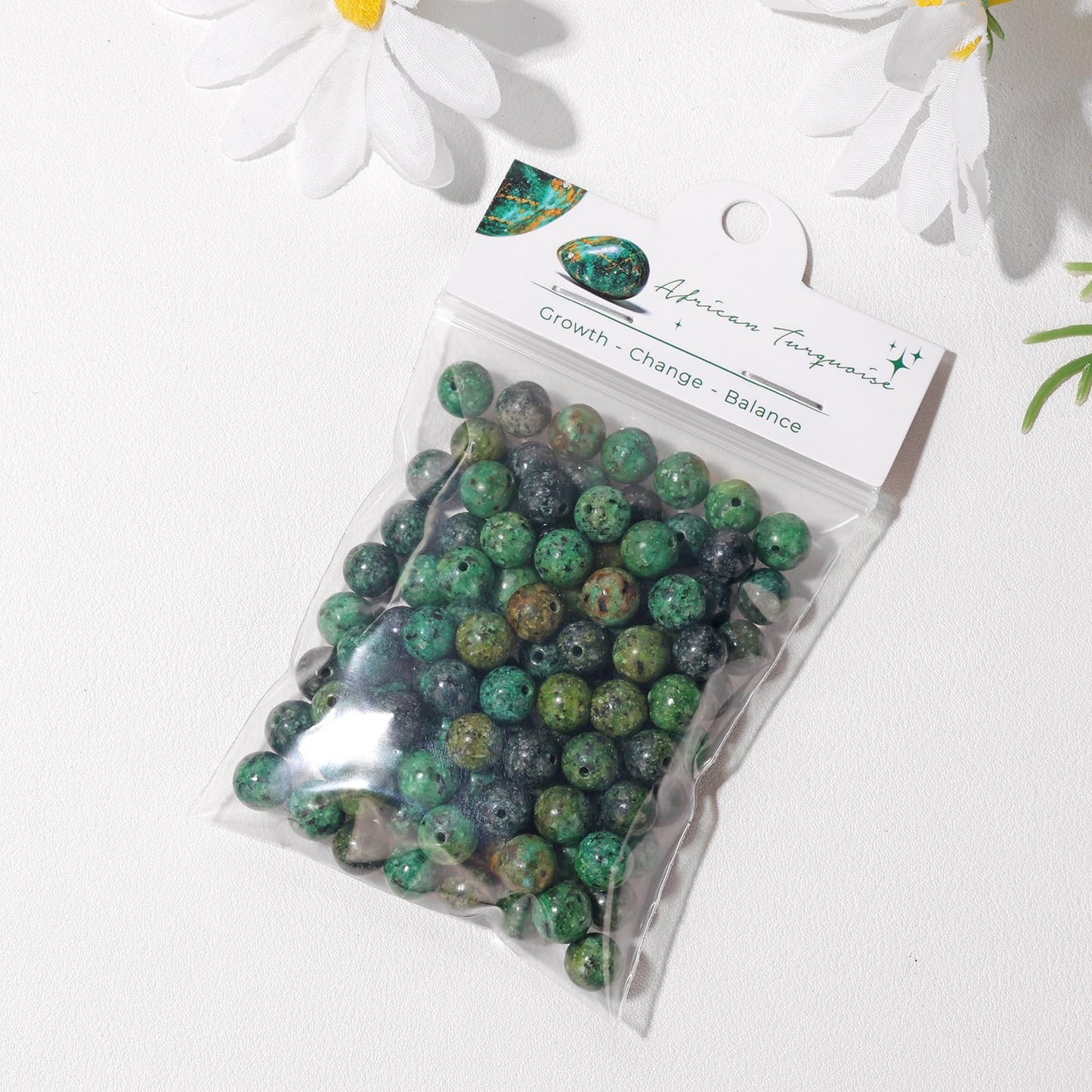 Raicegs 100pcs 8mm African Turquoise Beads Natural Gemstone Beads Round Loose Beads for Jewelry Making DIY Bracelets Necklace