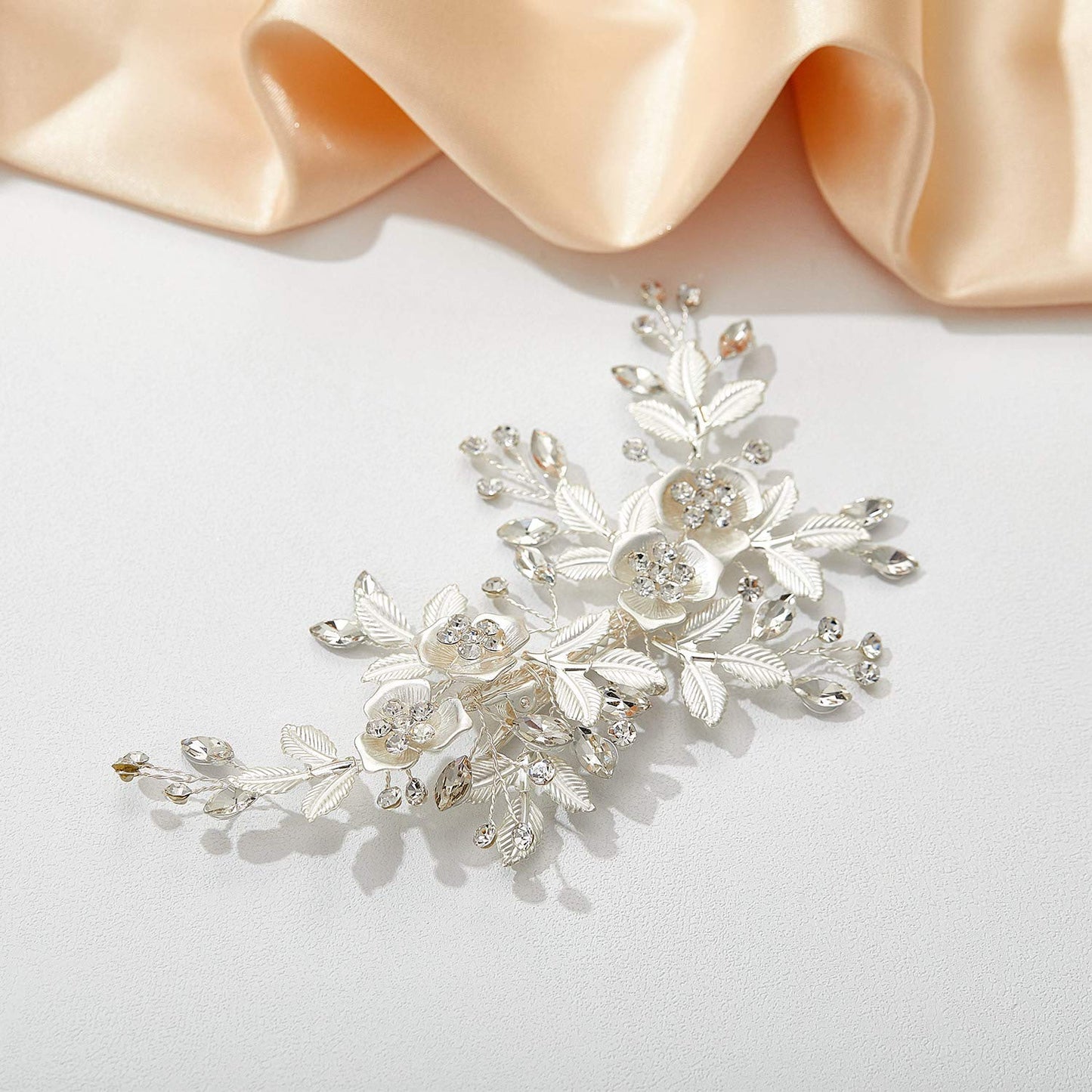 SWEETV Silver Rhinestone Bridal Hair Comb for Wedding, Hair Accessory Headpiece for Women, 1 Count