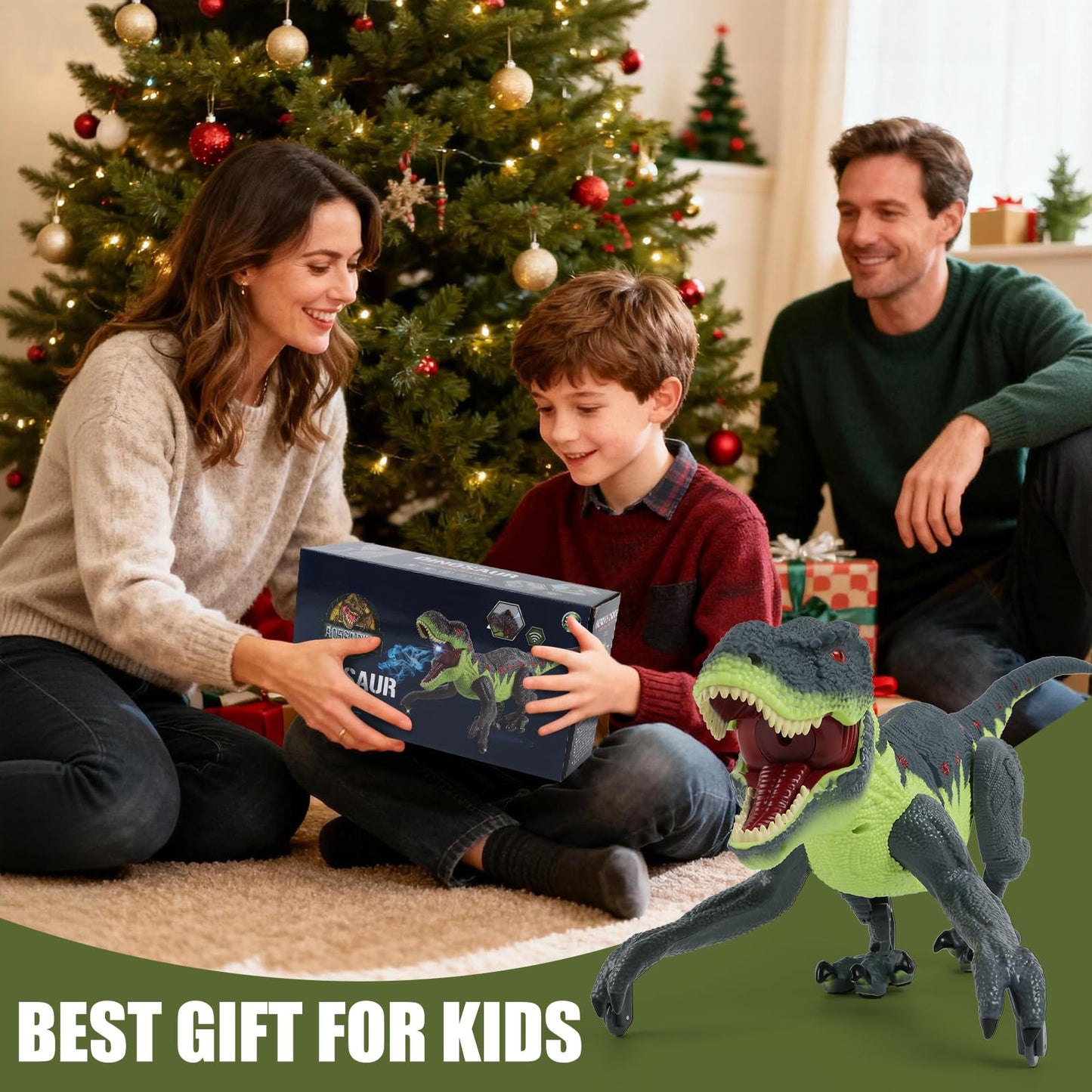 Gaitel Remote Control Walking Dinosaur for Kids - Best Birthday Gift for Boys 3-5, 5-7, 8-12 Years Old, 2.4GHz Interactive Dino Toy with Roaring, Lights and Spray