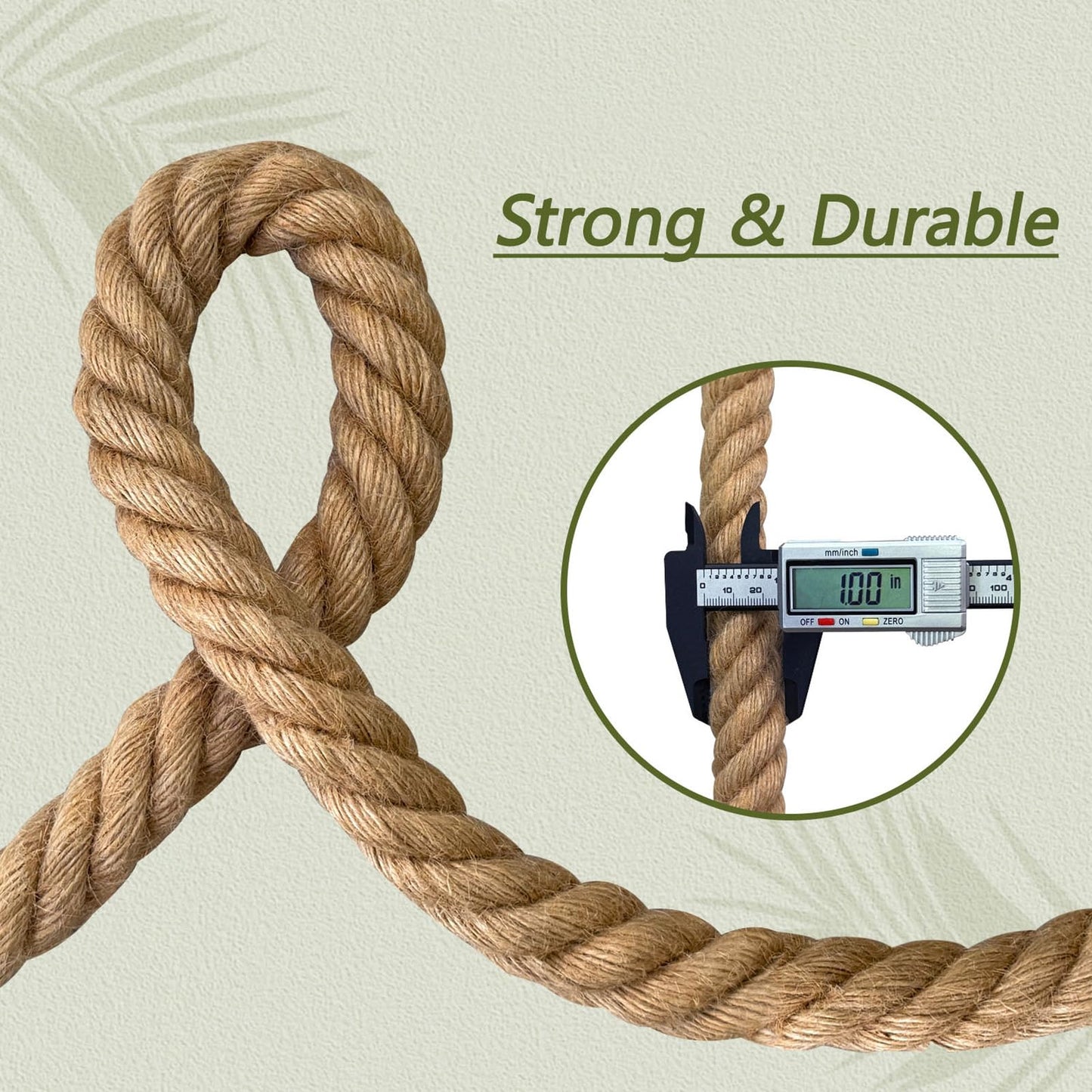 Natural Jute Rope (1 Inch x 50 Feet) Thick Hemp Rope Twisted Manila for DIY Crafts, Deck Railings, Porch Swing, Nautical Decorating