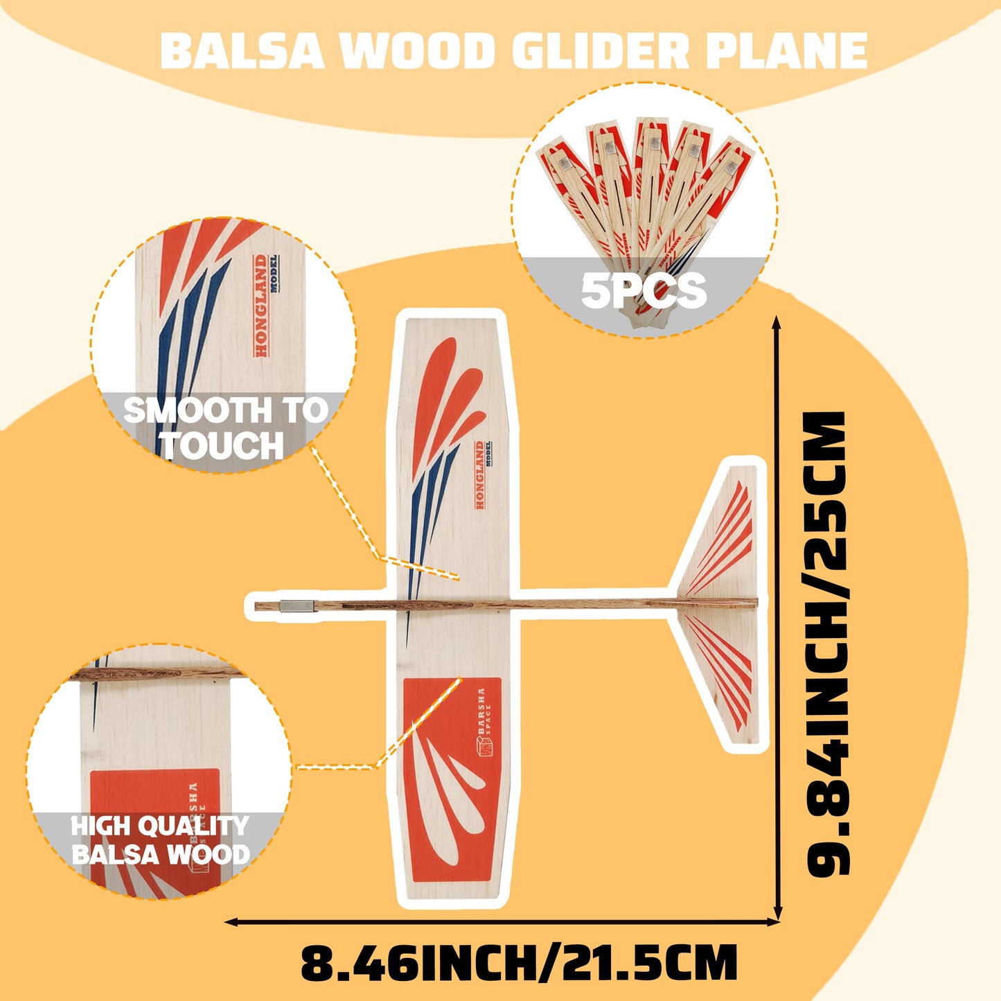 Barsha Space 4-Pack Balsa Wood Airplane Glider Kits for Kids - Model Toy Airplane Set | Perfect for Outdoor Flying in Yards, Parks & Open Spaces