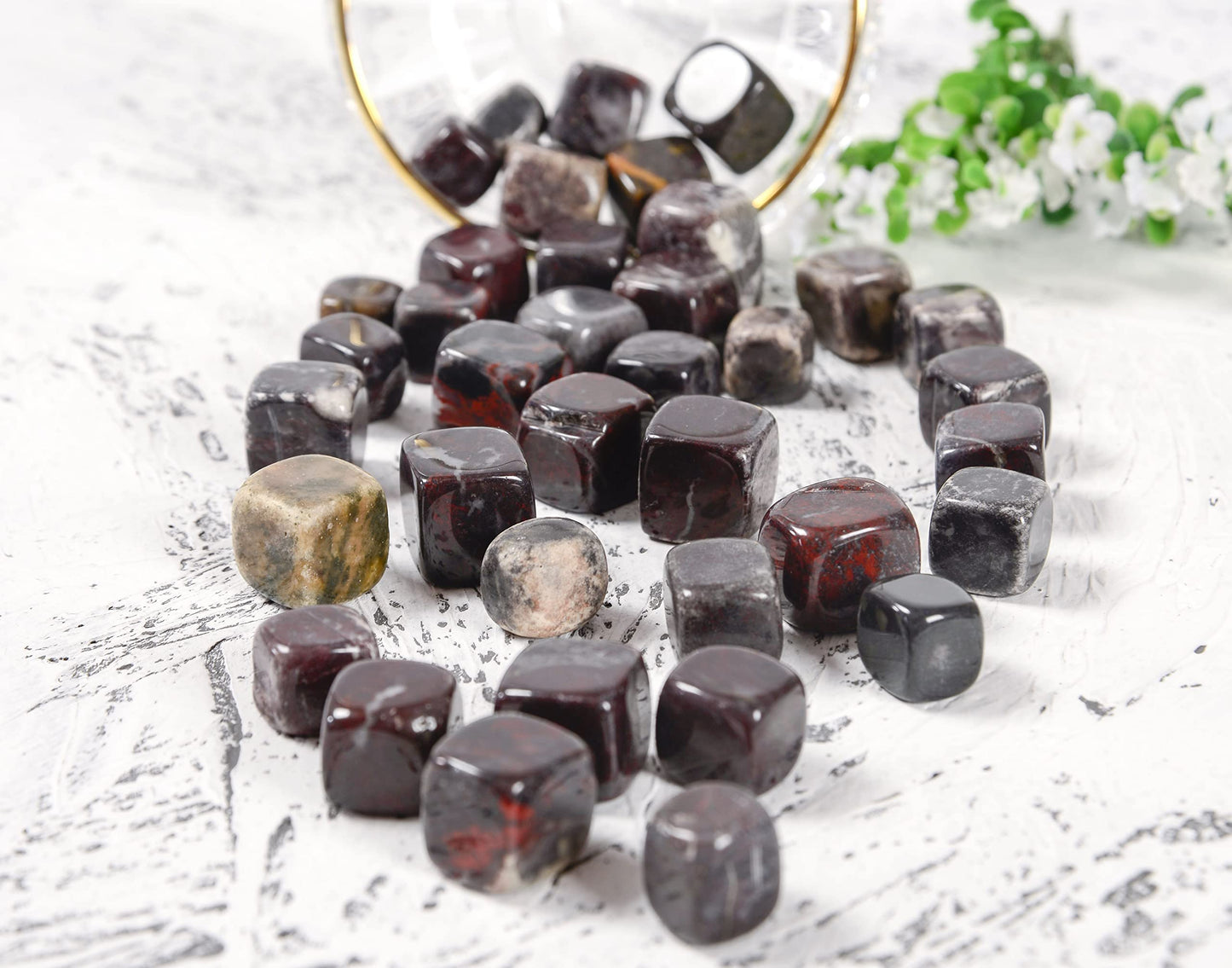 Crocon 1LB rhodonite garnet tumbled stones and Crystals bulk 2000+ Carats Natural Crystal Kit for Reiki Healing Crystals Polished Tumble Stones Chakra Balancing Reiki Gift Home Decor DIY crafts