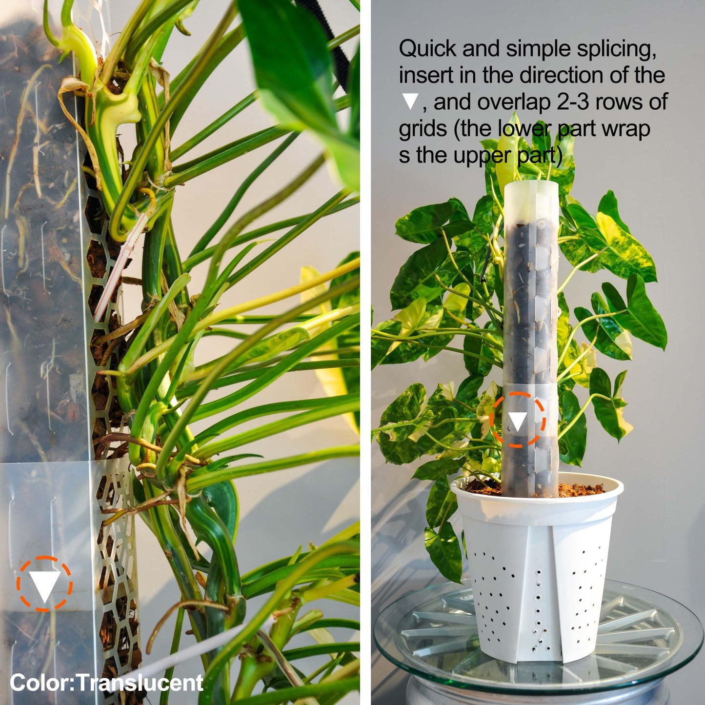 Haispring 8 Pcs 17 Inch Plastic Moss Pole for Plants Monstera,Designed Specifically for Climbing Plants, Stackable Plant Support for Indoor Plants