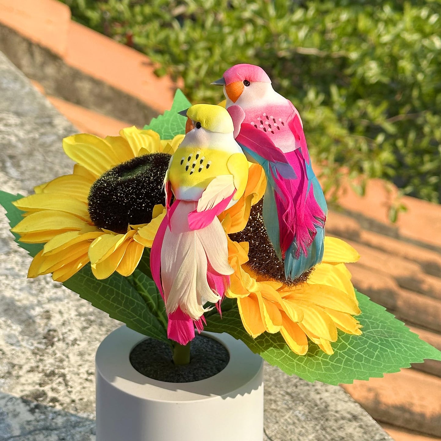 LWINGFLYER Artificial Birds Fluffy Feather Simulation Foam Bird Ornaments for DIY Craft Wedding Decoration Home Garden Party (Style B 12pcs Clip)