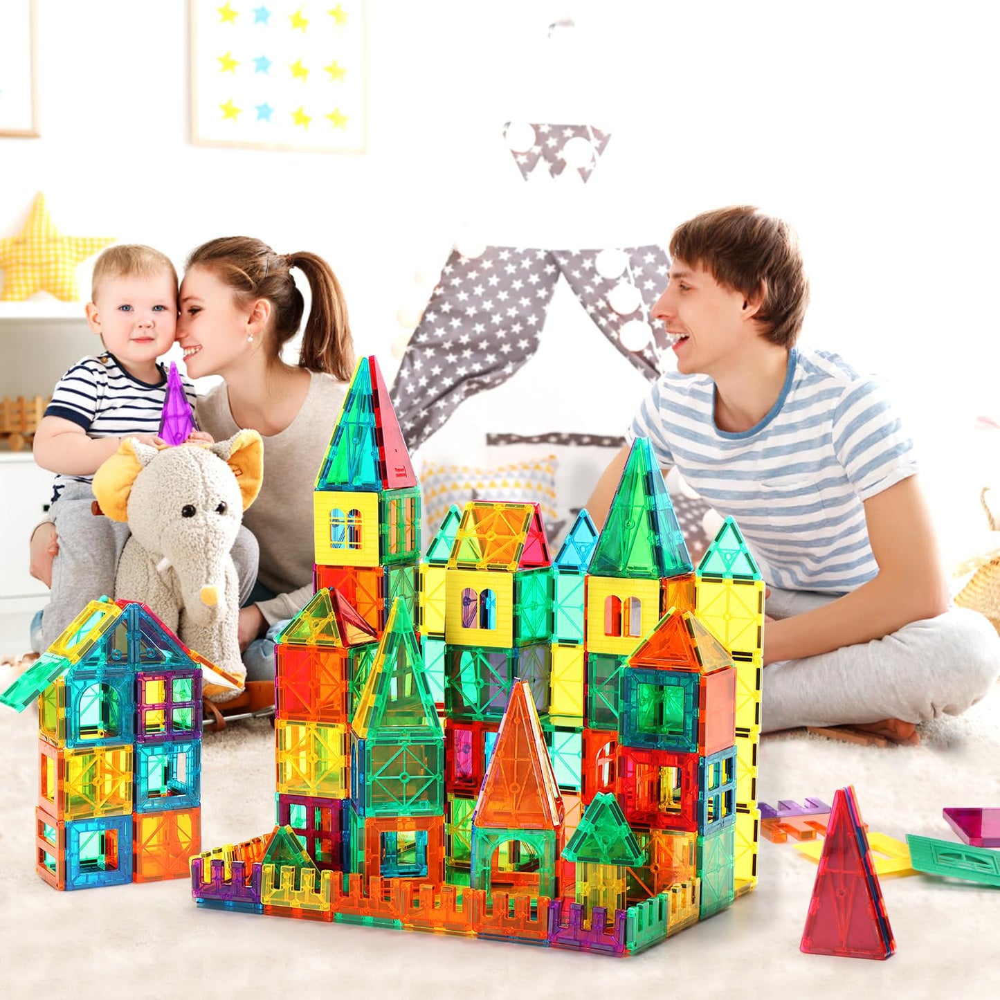 FNJO Magnetic Tiles, 52PCS +2Cars