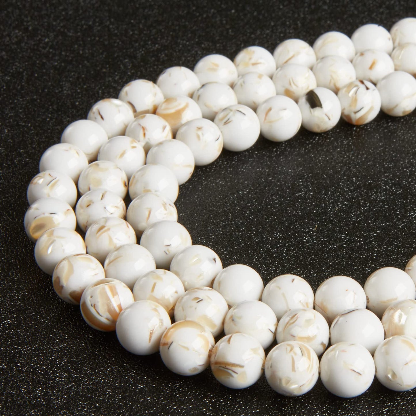 60pcs 6mm White Shell Turquoise Beads Natural Gemstone Beads Round Loose Beads for Jewelry Making