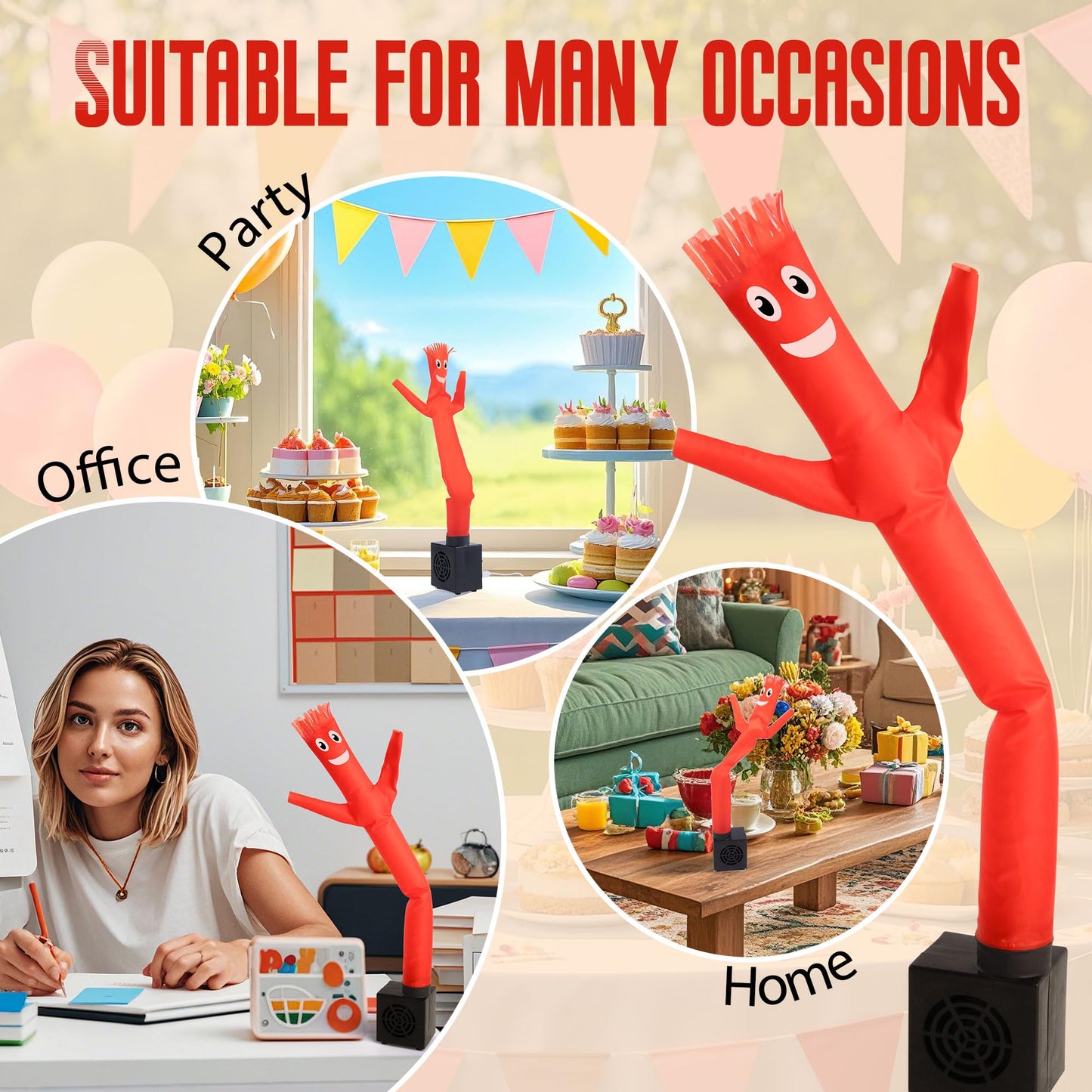 Mealivos Mini Wacky Waving Inflatable Tube Guy with Blower Mini Inflatable Tube Man for Desktop Decor Easter Basket Stuffers White Elephant Gift for Birthdays Party Store Office(Red)