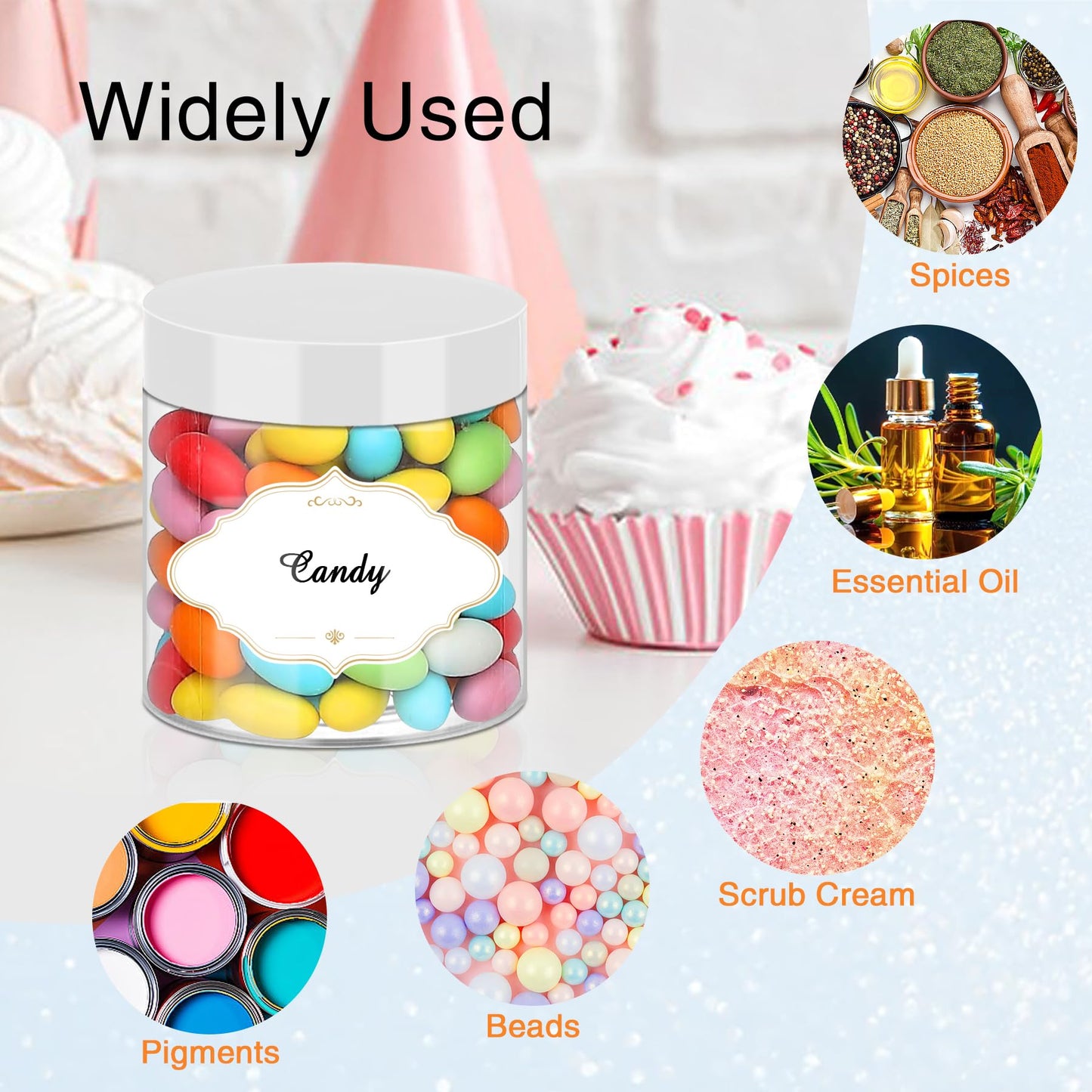 PeacePeo Plastic Jars 6 OZ, 48 Pcs Plastic Jars with Lids Round Wide Mouth Slime Containers with White Lids Empty Small Storage Jar for Travel, Home Kitchen Food, Arts Crafts