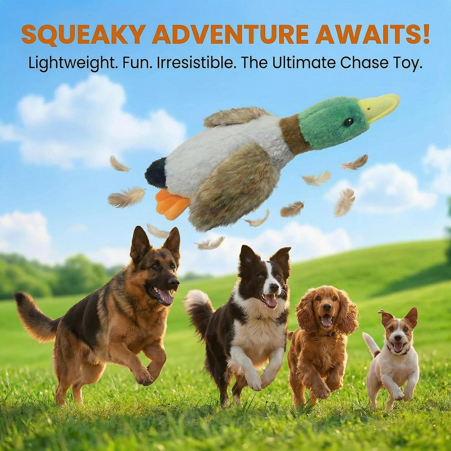 Paw-FECT Piece Mallard Duck Toy, Squeaky Plush Toy, Realisitic Design and Soft Durable Material, Crinkle Wings, Great for Small/Medium Size Dogs, for Teething and Chewing