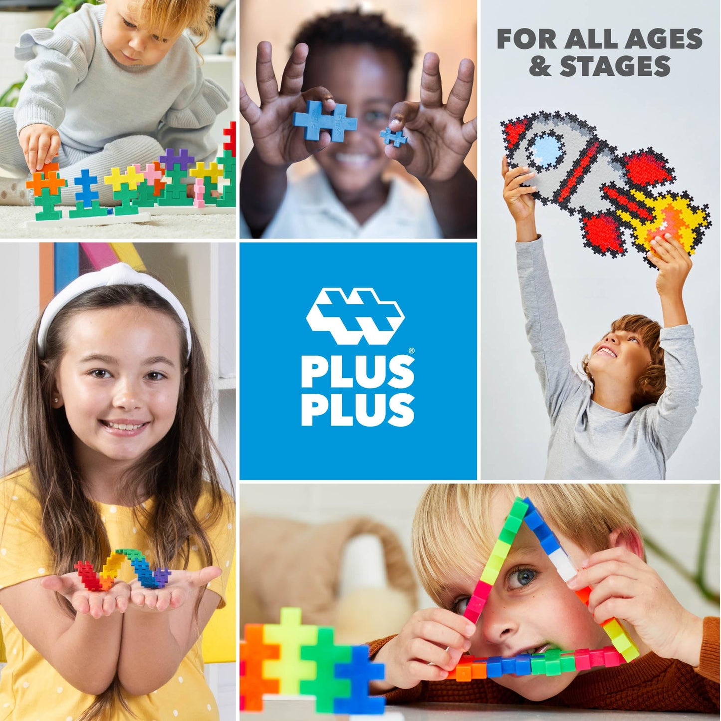 PLUS PLUS 600 Piece Basic Color Mix - Mini Interlocking Building Blocks Set, Stem Toys for Kids - Sensory Bin Fillers/Math Manipulatives Classroom Must Haves Gifts for Boys & Girls