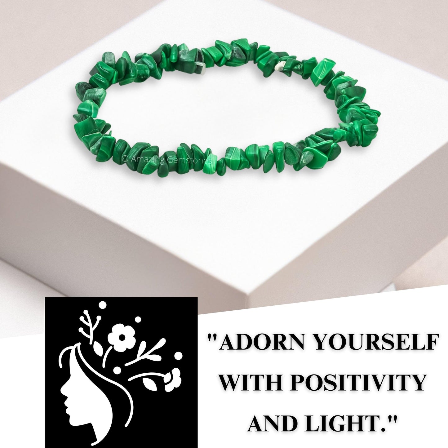 Amazing Gemstone Chips Bracelet (Malachite)