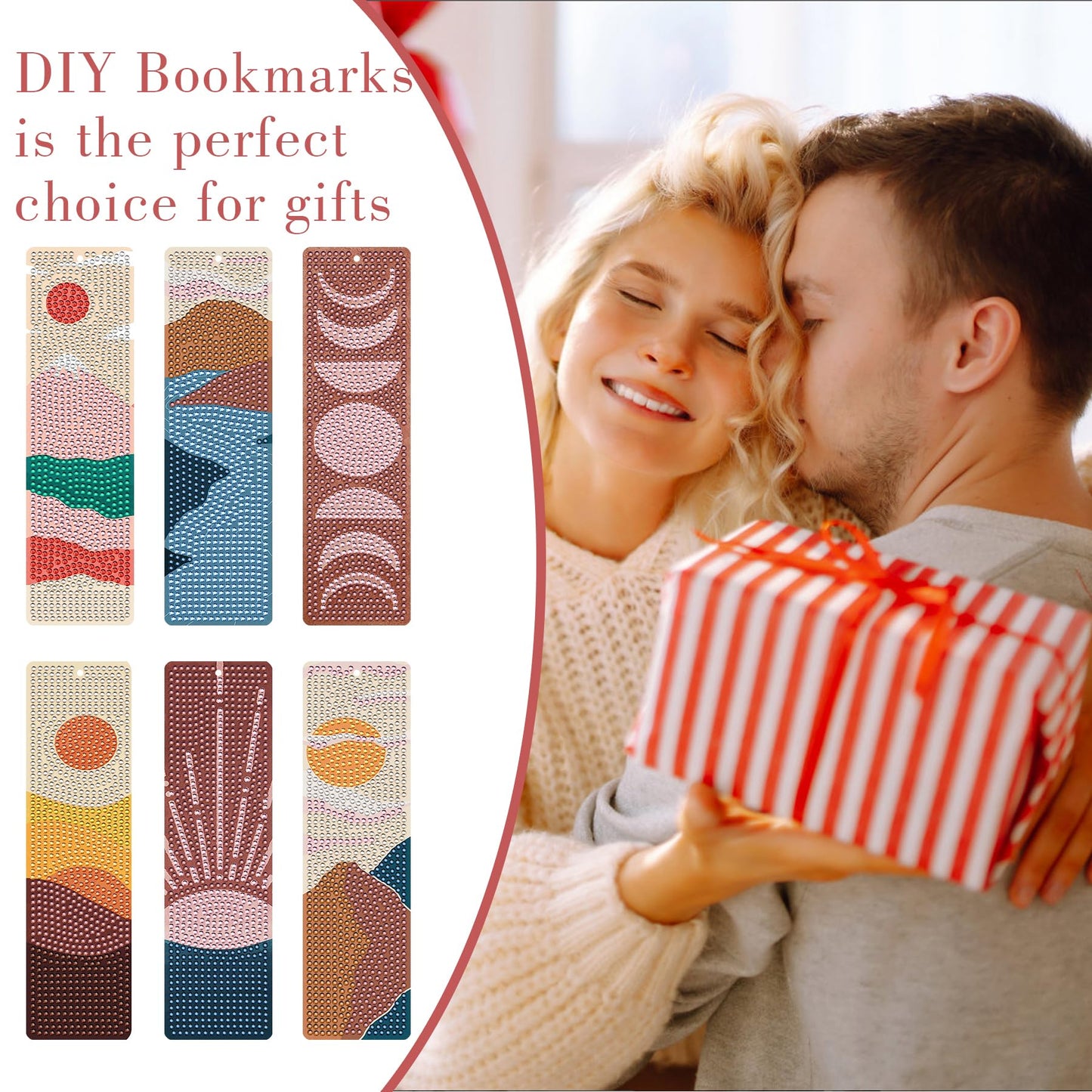 Boho Diamond Art Bookmarks Kit - DIY Diamond Painting Bookmarks with Sun and Moon Mountain Painting Kits for Making Beginner Kids Adults