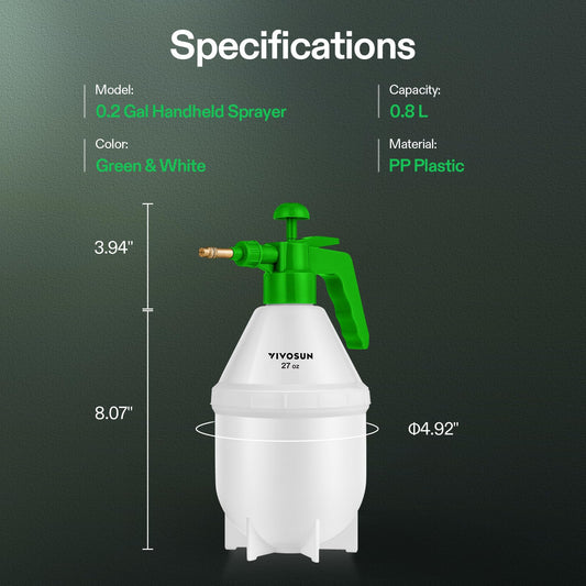 VIVOSUN 27oz Pump Sprayer, Handheld Garden Water Sprayer Bottle with Adjustable Brass Nozzle, for Spraying Plants, Flowers, Weeds and Cleaning, Green