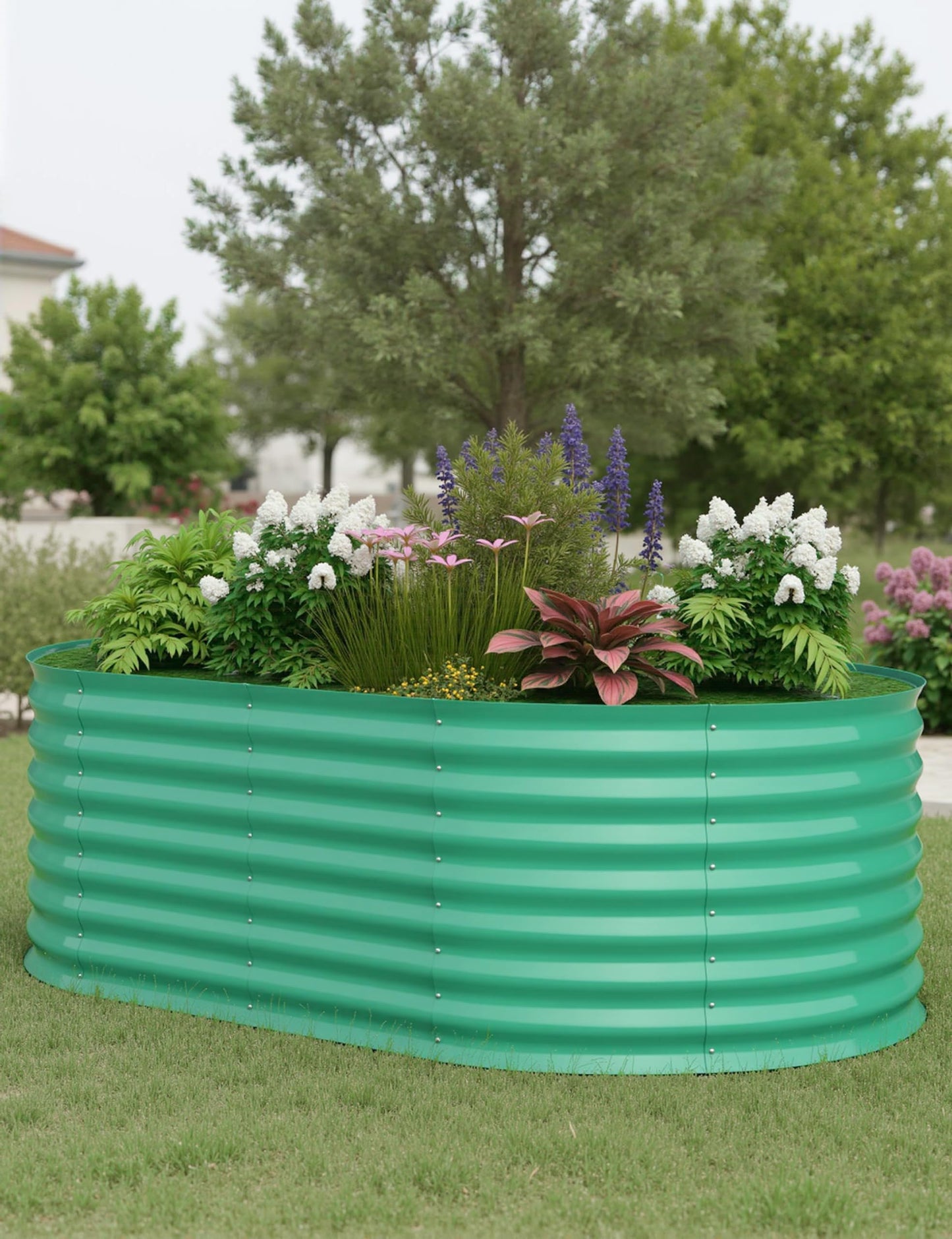 6x3x2Ft Raised Garden Bed, Galvanized Planter Box Outdoor, 24" Large Rot-Resistant Metal Garden Bed Planter for Planting Flower Vegetables Herb