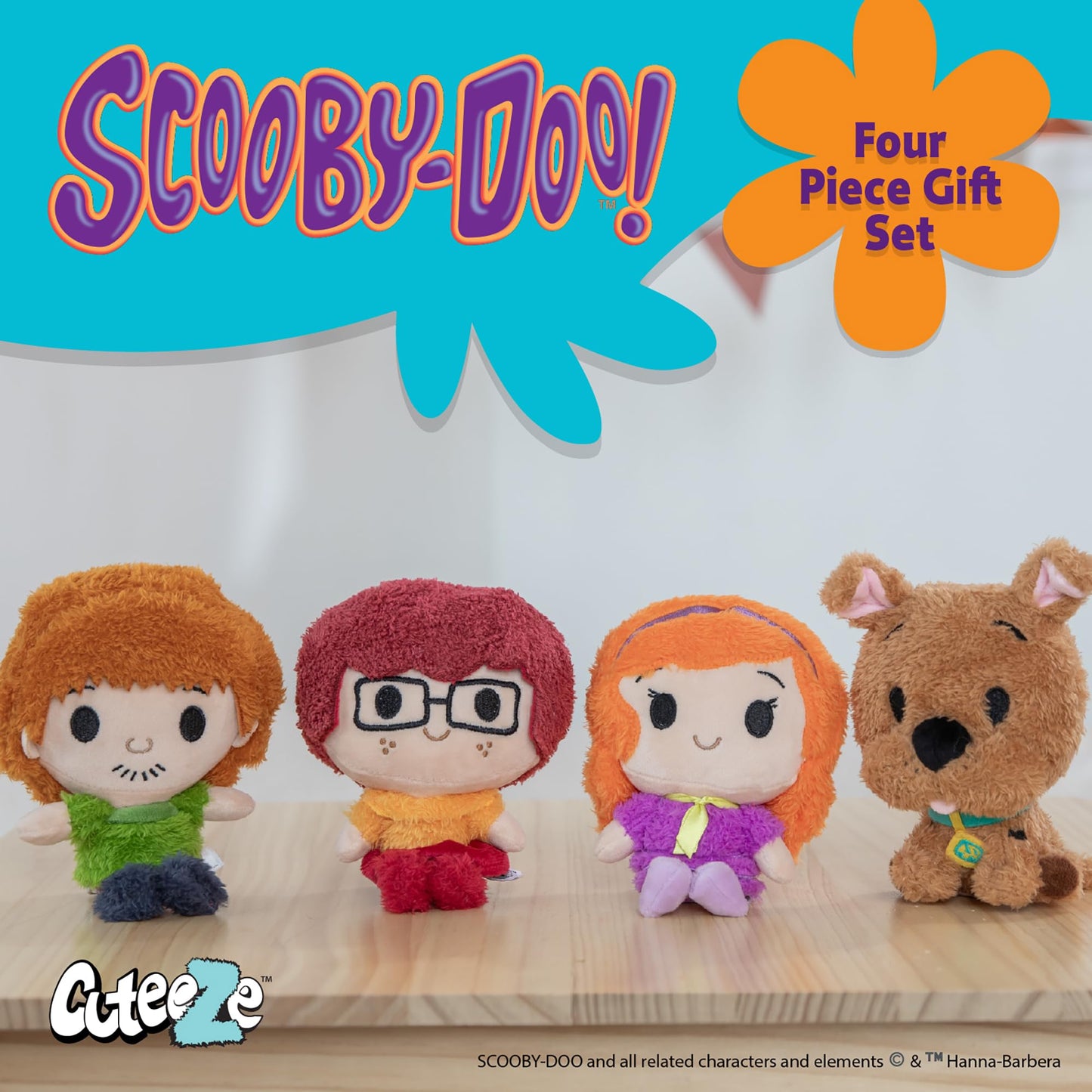 Kids Preferred Scooby-Doo 4 Piece Cuteeze Set - Scooby Doo, Shaggy, Velma, & Daphne Plush - for Baby and Toddler Boys & Girls - 6 Inches
