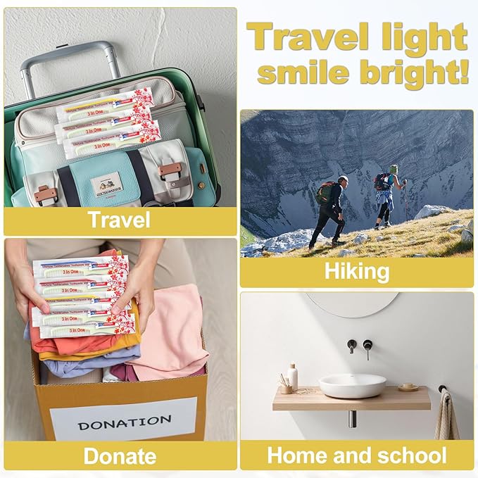 Disposable Toothbrushes with Toothpaste and Comb for Homeless Individually Wrapped-Suitable for Hotel,Air Bnb,Shelter/Homeless/Nursing Home/Charity (300)