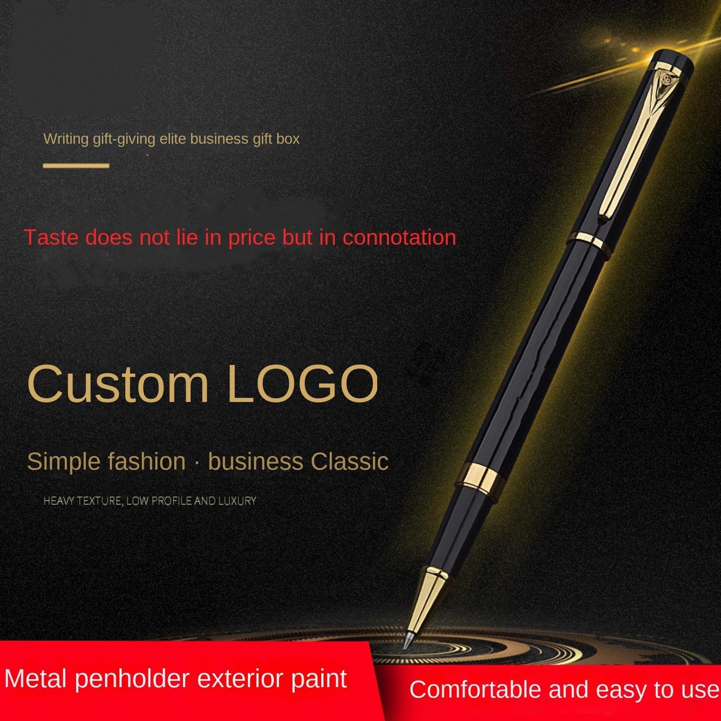 Borges Black Lacquer Rollerball Pen - Stunning Luxury Pen with 24K Gold Finish, Schmidt Ink Refill, Best Roller Ball Gift Set for Adult (Modern)