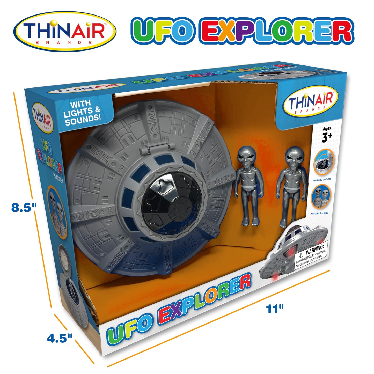 Nature Bound UFO Spaceship Space Toy, Kids Spaceship Playset with Two Aliens, Lights & Sounds, Educational STEM Adventure, 1:18 Figure