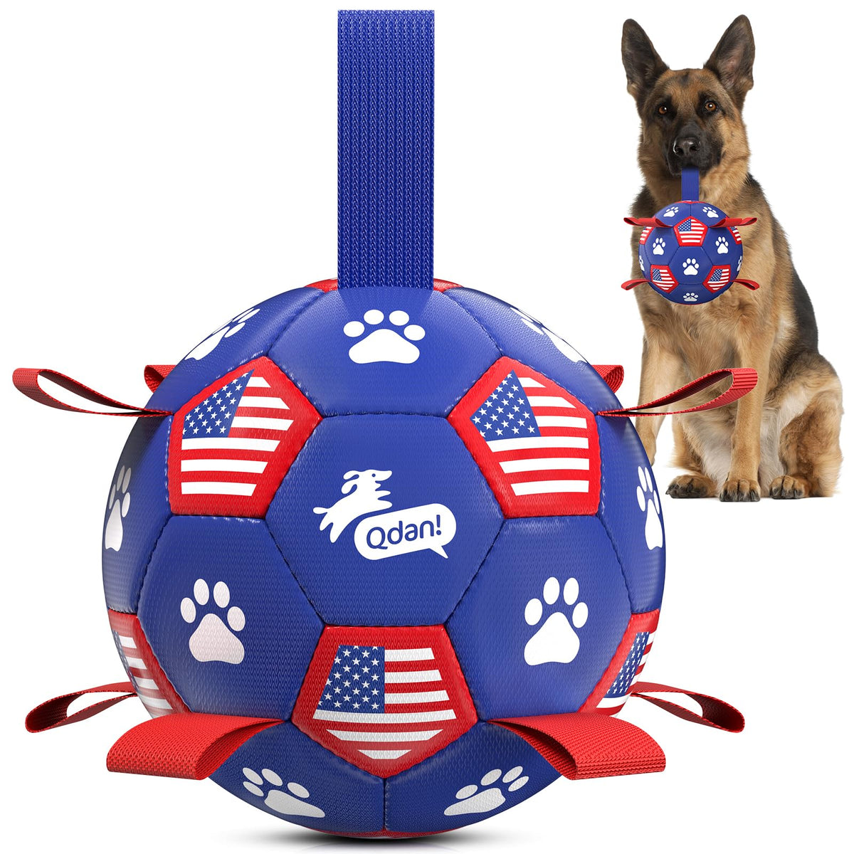 QDAN Dog Toys Balls with Bell Inside, Squeaky Dog Balls for Tug of War, Puppy Birthday Gifts, Dog Water Toys, Ball for Small Dogs(Black Green, 5 inch)