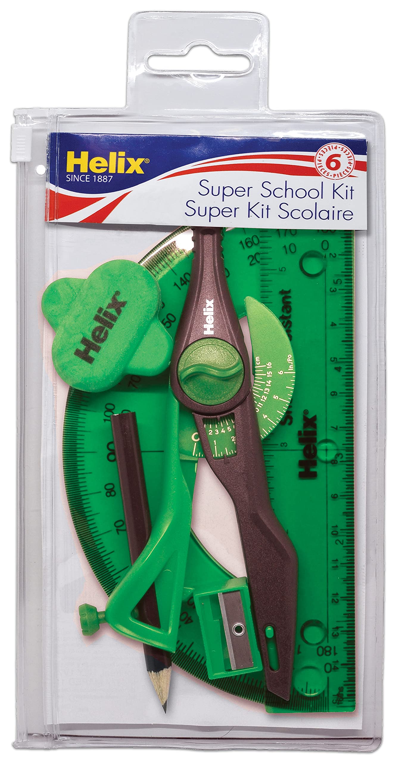 Maped - Helix Super School Kit - Perfect for All Students - Measuring Dimensions for Design Projects - Convenient Carrying Pouch - Includes Carrying Pouch.