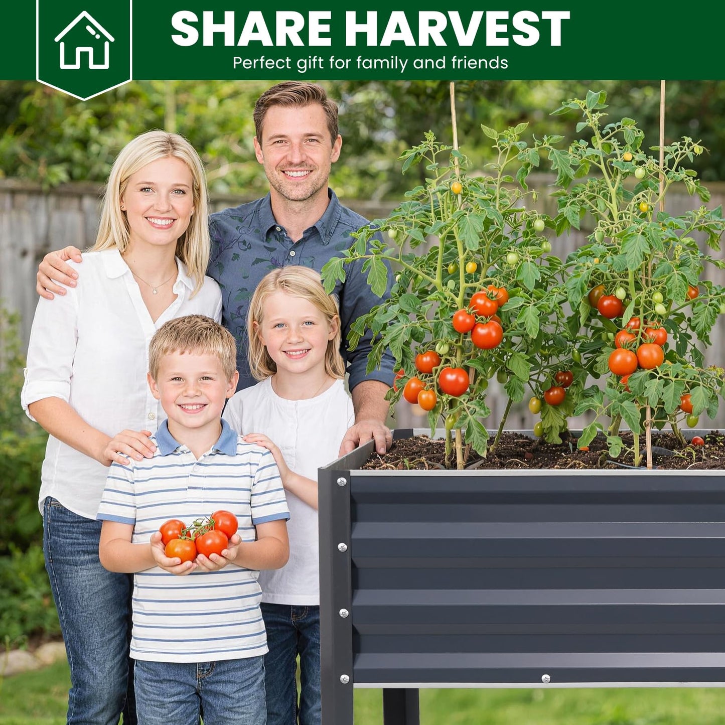 1MORE Elevated Raised Garden Bed with Legs & Storage Rack, 48×24×32in Large Metal Raised Bed for Backyard, Patio. Raised Planter Box with Drainage Holes for Plants Vegetables Flowers Fruits(Grey-1pcs)