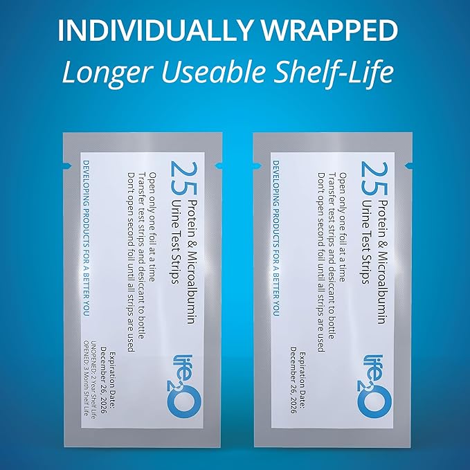 DoubleCheck Protein and Microalbumin Urine Test Strips for Urinalysis (50ct), Check for Preeclampsia, Proteinuria, Microalbuminuria and Kidney Health