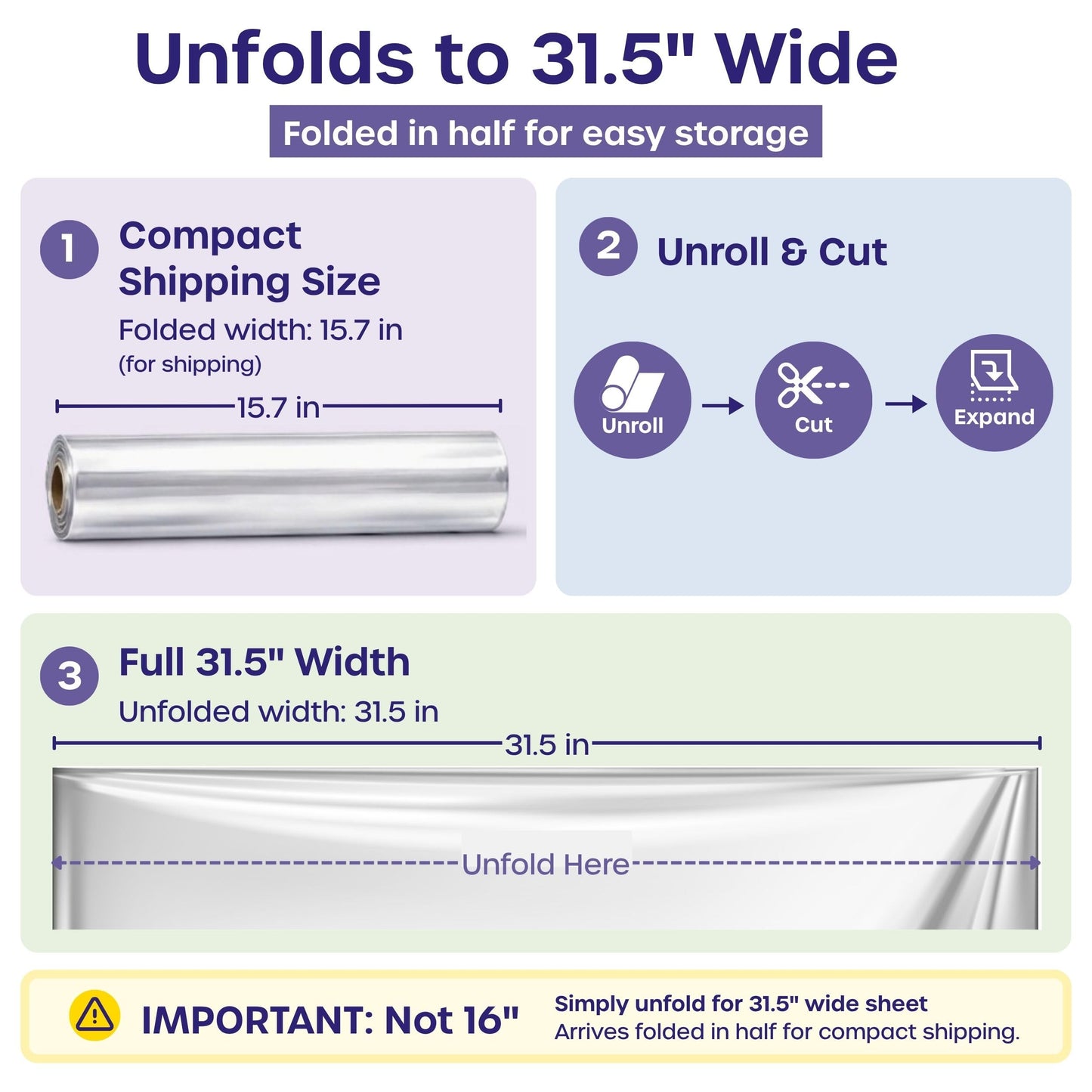 volila Clear Cellophane Wrap Roll (31.5 in x 100 ft) - 3 Mil Thick Cellophane Wrap for Gift Basket, Treats, Flower Wrapping, Clear Wrapping Paper (31.5" folds into 16")