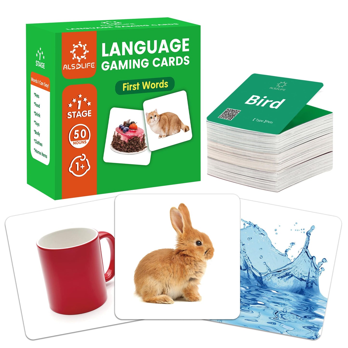 ALSOLIFE Thick & Durable Sight Words Flash Cards for Kindergarten，50 First Words Fun Video Flash Cards for Toddlers，Speech Therapy Help Learning & Play Game，Kids Aba Therapy Learning Materials