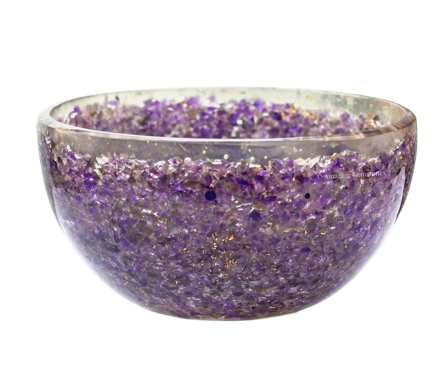 Amazing Gemstone Amethyst Orgonite Orgone Crystal Gemstone Bowl - 3" Orgonite Amethyst Crystal Bowl for Meditation, Crystals and Healing Stones Gift and Protection