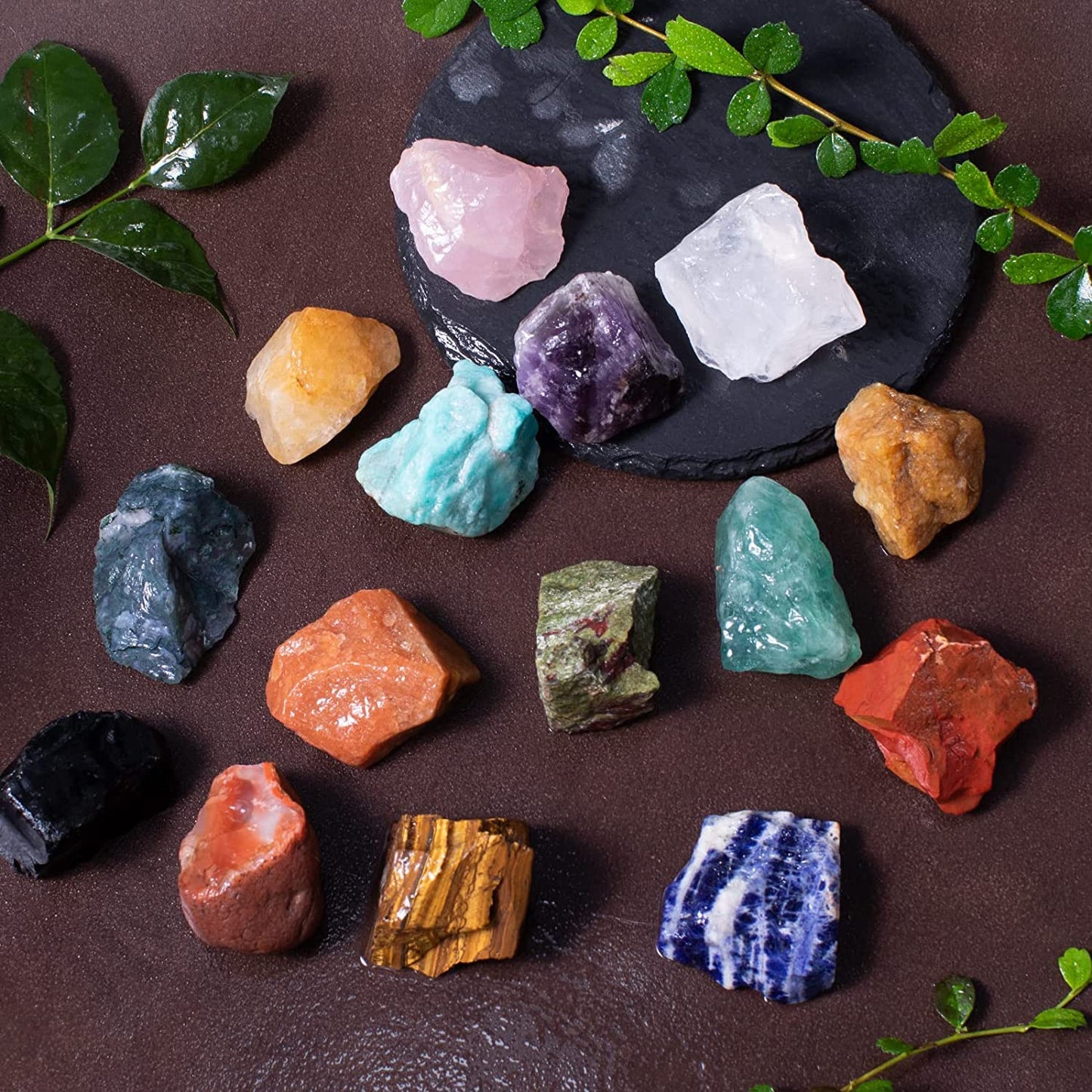 1 lb Bulk Assorted Stones Large 1" Natural Raw Stones Crystal for Tumbling, Cabbing, Fountain Rocks, Decoration,Polishing, Wire Wrapping, Wicca Reiki Crystals Healing