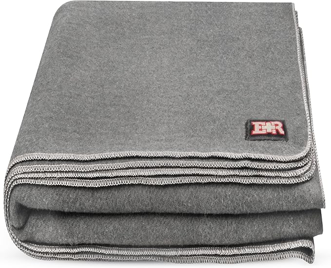 Military Wool Blanket - 95% Wool, Washable, Perfect for Outdoors, Camping, Picnics, Travel, Car & Bushcraft Emergency Blanket, 96" x 96" 6.65 lbs. - Grey - Queen Size