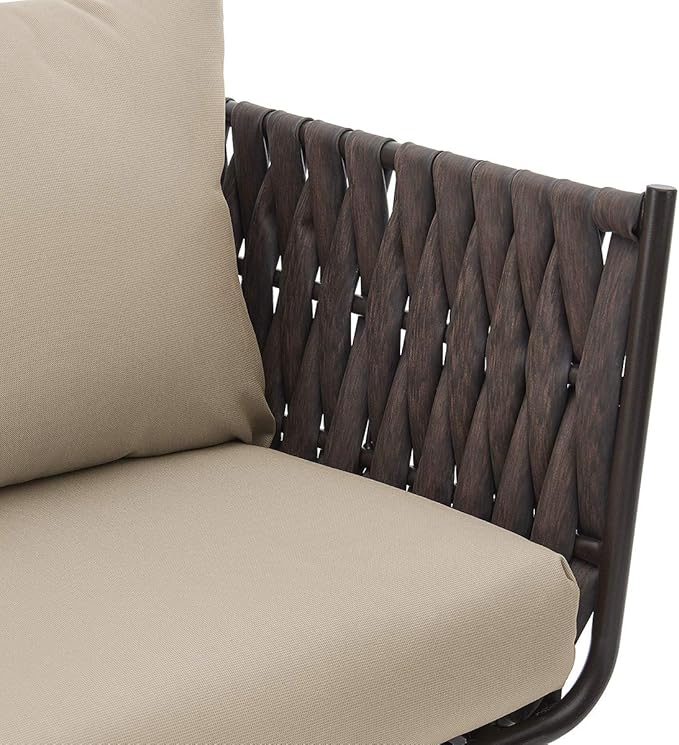 Barton 4 Piece Bistro Sofa Set w/Cushions Coffee Table Outdoor Patio Wicker Rattan Furniture Space Saving