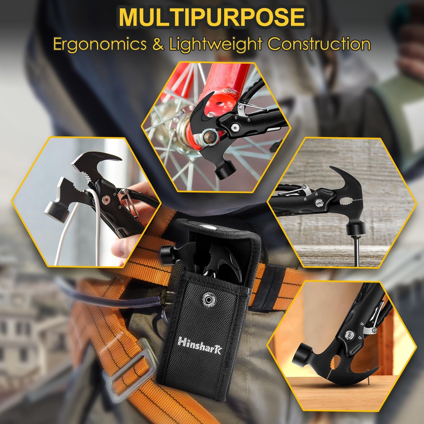 Gifts for Men, 12 in 1 Hammer Multitool, Anniversary Birthday Gift for Men Dad Husband Him Grandpa, Unique Gifts for Dad Who Have Everything, Camping Essentials Cool Gadgets Tools