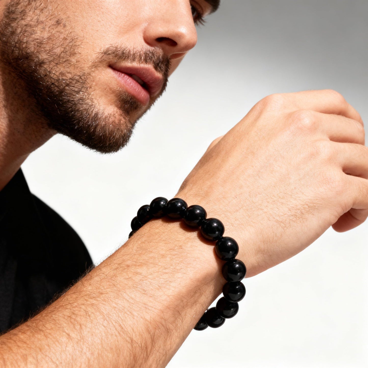 The Vida Handmade AAA+ Quality Crystal Stretch Elastic Bracelet - Nature Gemstone - Jewelry Gift - Holiday Gift - For Women & Men (Black Tourmaline)