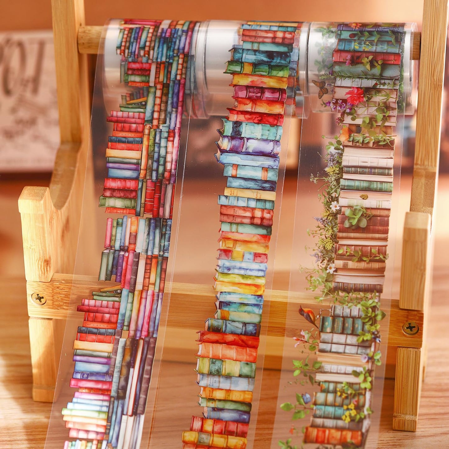 AuriicLeaf Book-Themed PET Tape Set, 6 Rolls of Library and Nature-Inspired Stickers for Scrapbooking, Journaling, DIY Crafts, and Gift Wrapping