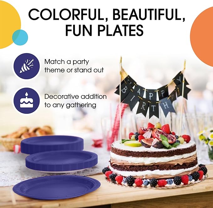 Exquisite Navy Paper Plates Disposable Heavy Duty 9 Inch Navy Disposable Plates For Party 100 Pcs Heavy Duty Paper Plate 350 GSM, Birthday Party Supplies Plate Set