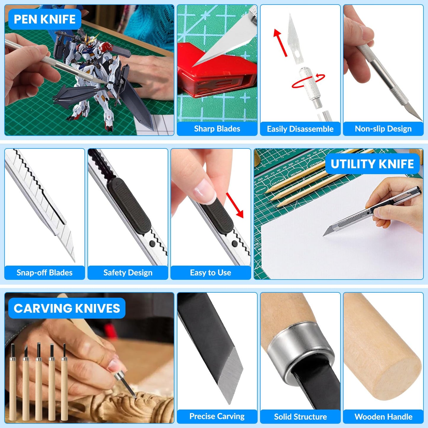 Gundam Tool Kit, 82 Pcs Professional Model Tool Kit for Gundam, Modeling Tools for Plastic Models, Model Car Kit for Adults, Model Building Tools Hobby Tools Craft Set for Repairing and Fixing