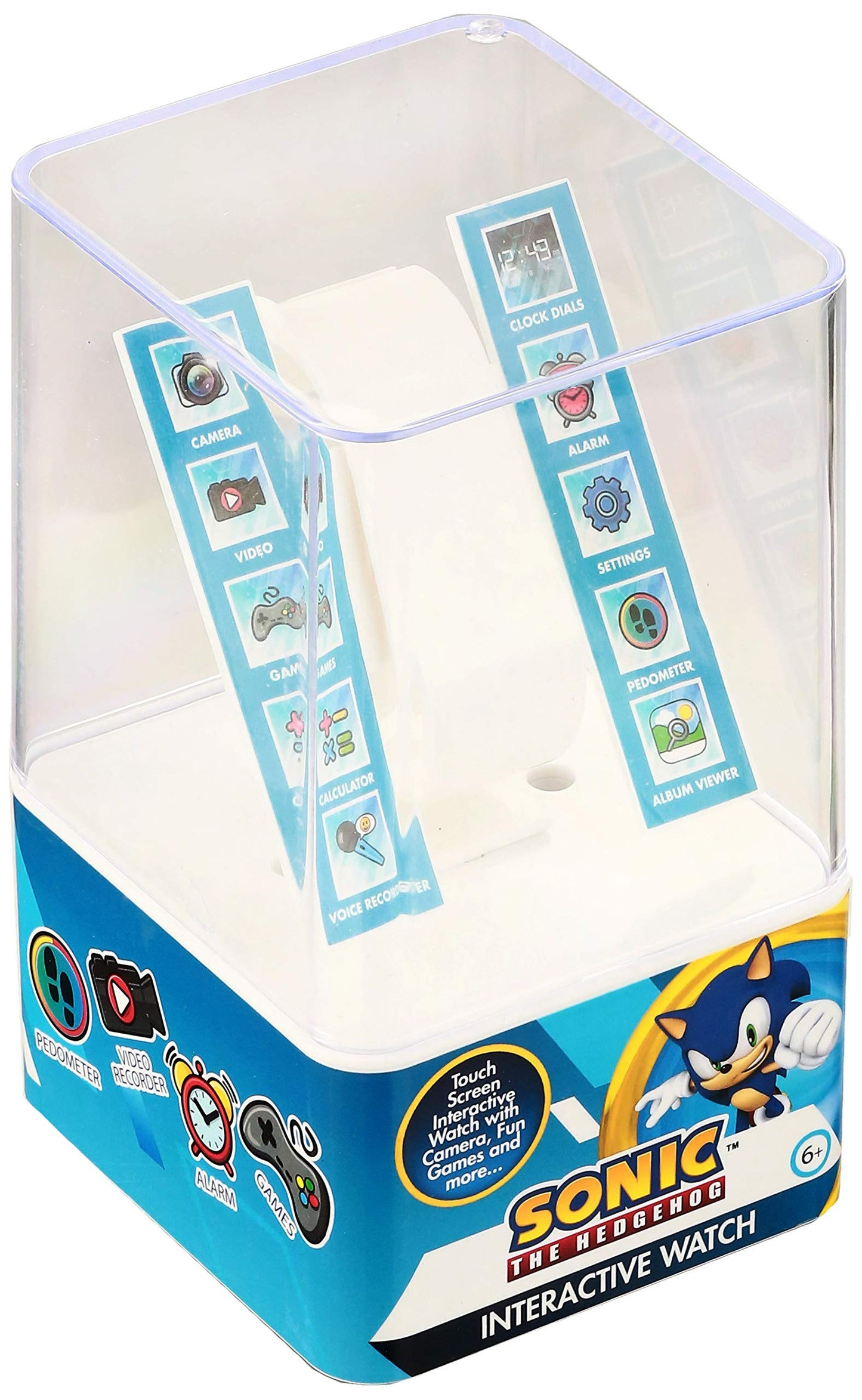 Sonic the Hedgehog Kids Smart Watch - Interactive Touchscreen with Games, Selfie Camera, Step Tracker, Alarm, and Printed Silicone Strap - Fits Wrists 5.5" to 8.0"