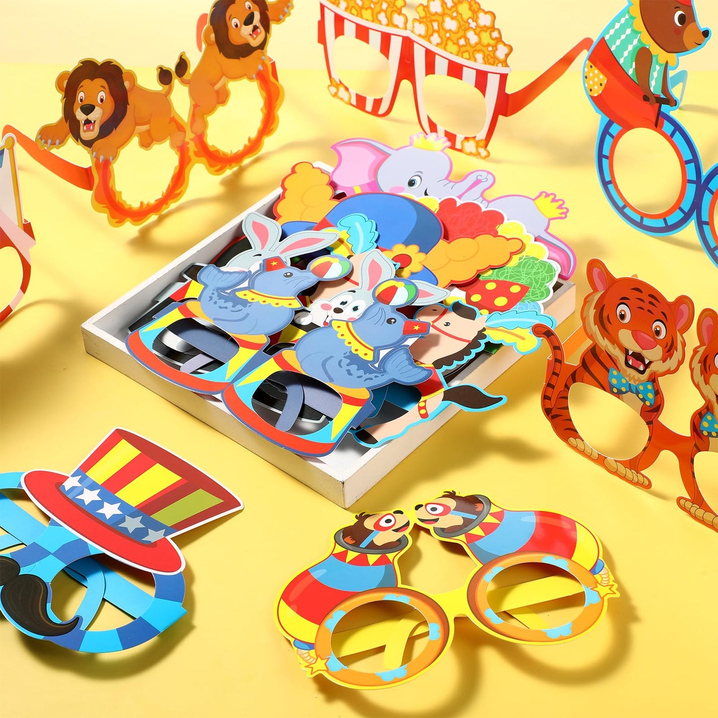 Harrycle 32 Pcs Circus Party Decorations Clown Glasses Carnival Photo Booth Props for Birthday Baby Shower Supplies