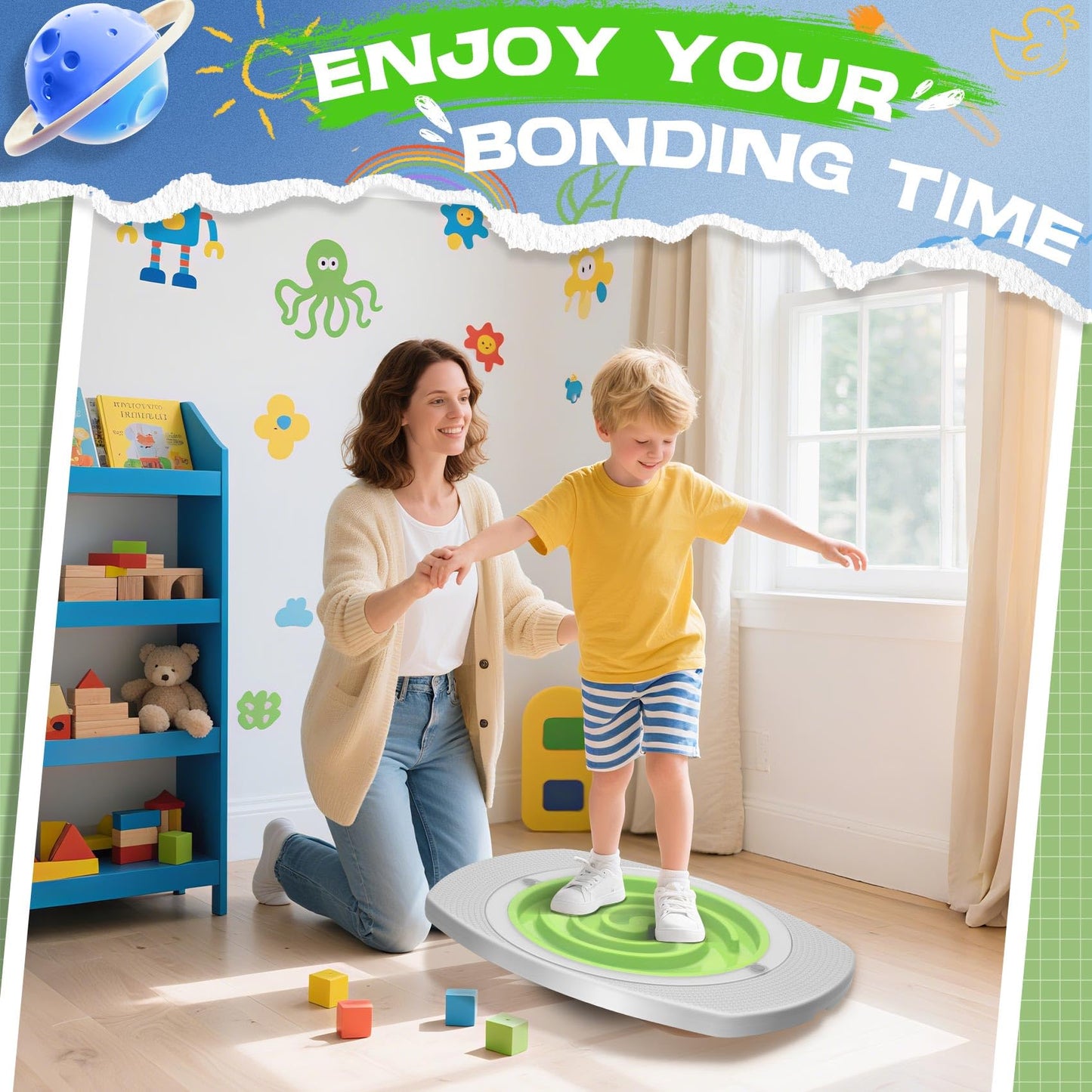 Balance Board Maze for Kids Sensory Training - 20" Wobble Board to Develop Coordination & Reduce Screen Time - 3 Difficulty Levels for More Fun - Ideal Load 100lbs - Meaningful Gift for Children
