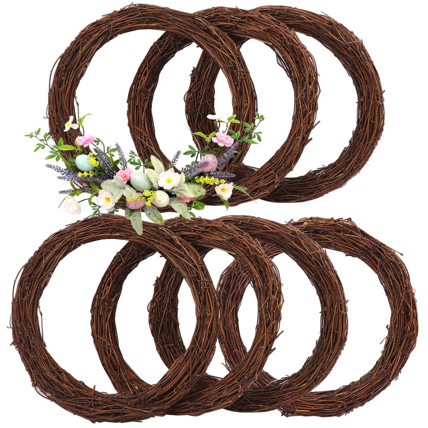 GNIEMCKIN 7 Pack 11.8 Inch Natural Grapevine Wreaths, Vine Branch Wreath, Grapevine Garland for DIY Crafts and Christmas Decorations, Ideal for Indoor and Outdoor Use