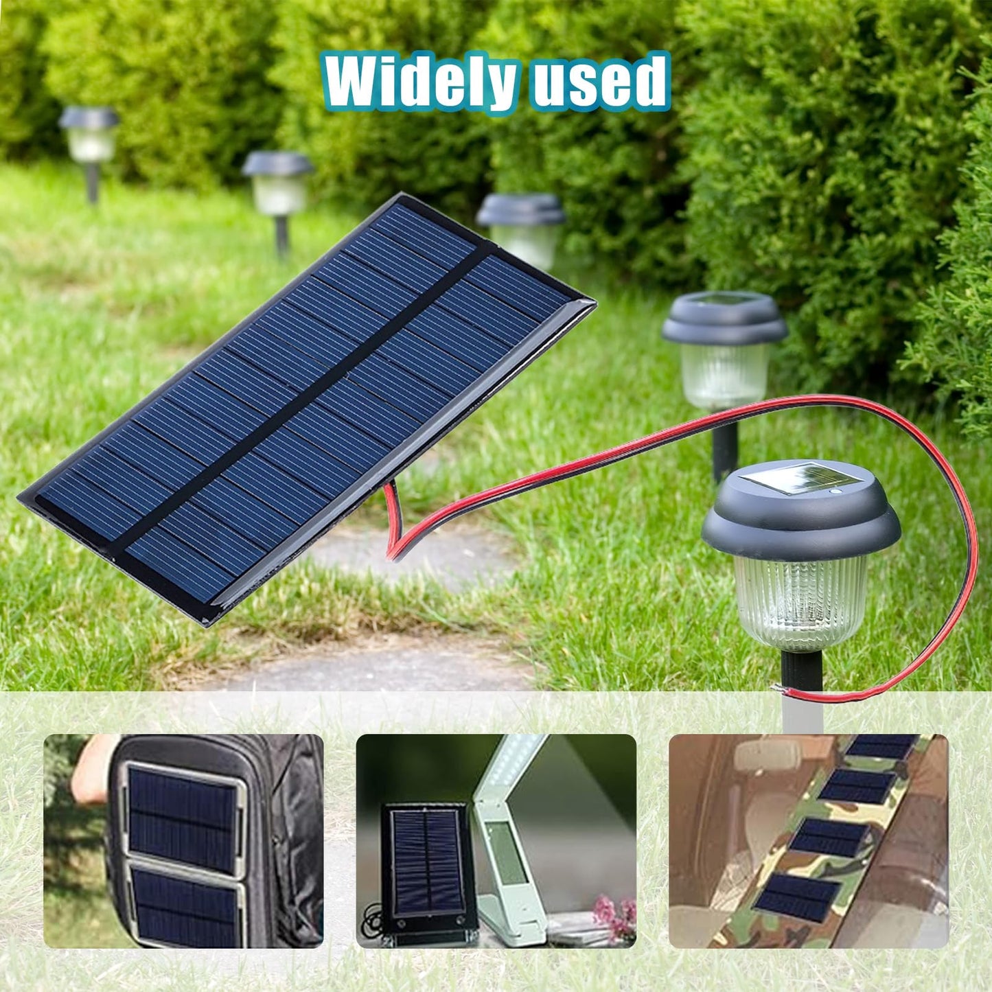 4 Pcs Mini Solar Panel,1W DC 6V Polysilicon Solar Cell Charger Module,with 30cm Cable,Small Photovoltaic Power Cells Charge,for Scientific Research Projects,Making Lawn Lights,Landscape Lights,DIY