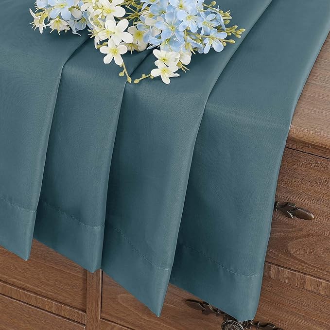 Dusty Blue Sheer Curtains Tier 30 Inches Length 2 Panels, Light Filtering Lightweight Soft Window Treatments Drapes, Cute Elegant Cafe Curtains for Nursery, Dual Rod Pocket, 2x42Wx30L Inches