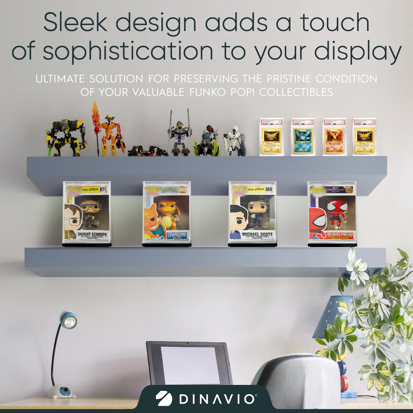 Dinavio Crafthouse Funko Pop Protector - Acrylic Display Case - Sturdy Stackable Design - 4mm Case for 4" Vinyl Figures - Black Base