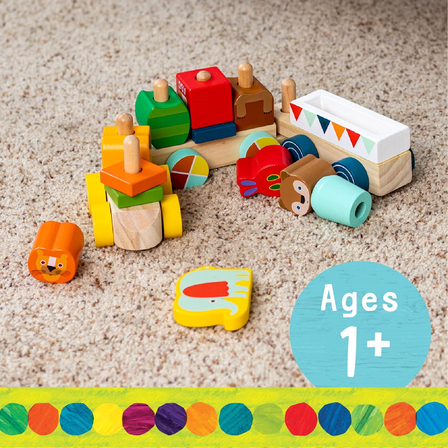 Kids Preferred World of Eric Carle The Very Hungry Caterpillar Wooden Train Set, 12 Pieces