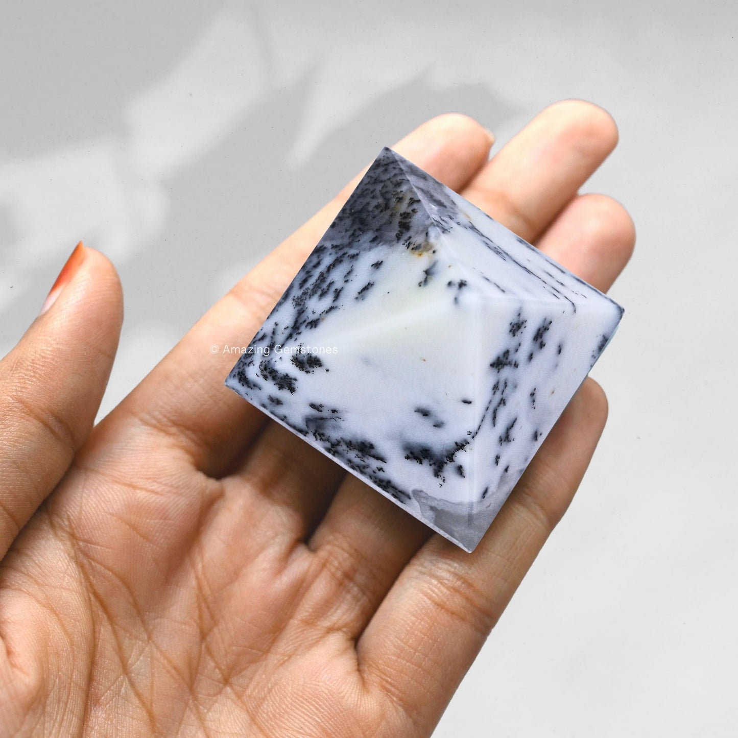 Amazing Gemstone Dendrite Opal Pyramid Crystal Healing Stones - 1.5" Great Pyramid Figurine of Natural Stone Pyramid for Meditation, Reiki, Chakra Balancing and Crystal Pyramids Grid