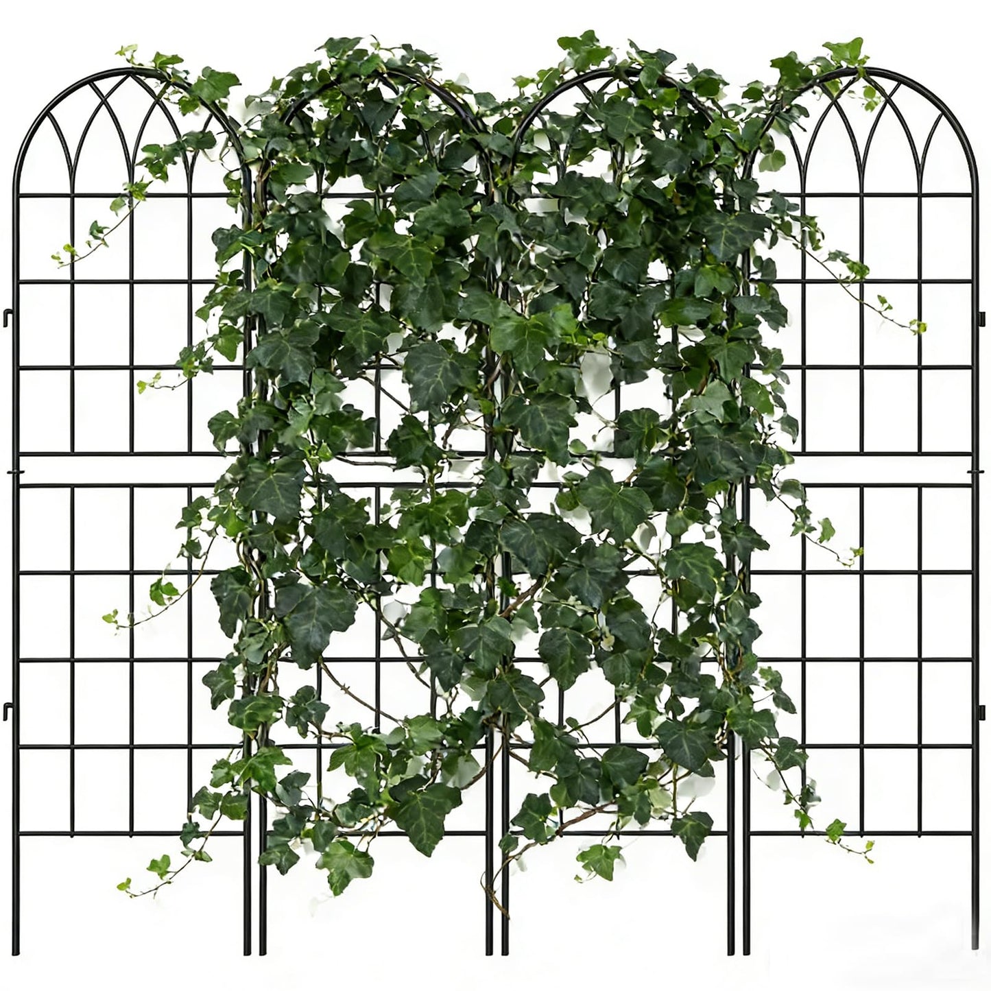 4 Pack Metal Garden Trellis for Climbing Plants, Black Metal Garden Trellis for Vines Plant Rose Vegetable Support,Large Decorative Outdoor Trellis
