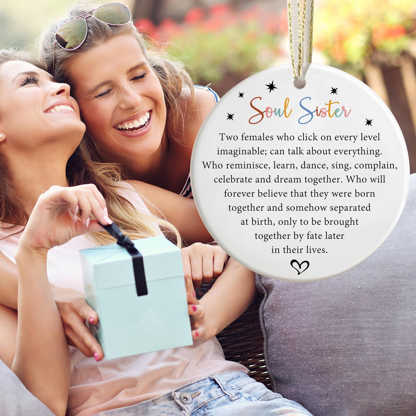 Best Friend Christmas Ornament - Friendship Keepsake - Bestie and BFF Gifts - Soul Sister