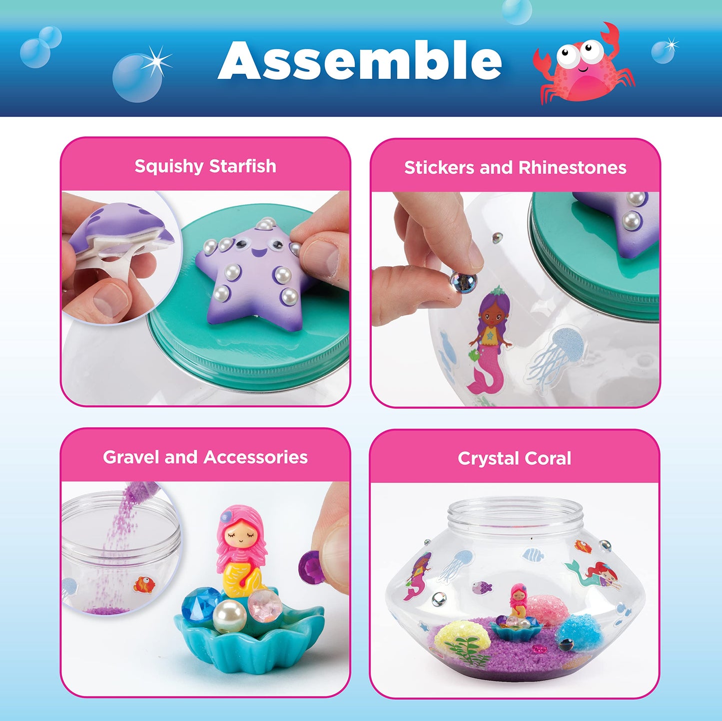 Creativity for Kids Crystal Mermaid Terrarium Kit - STEM Projects for Kids, Arts and Crafts for Girls and Boys (Ages 6+)