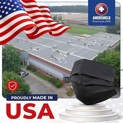 Amerishield ASTM Level 2, Made in The USA, Disposable Face Mask, FSA/HSA Eligible, 4 Layer, Breathable & Comfortable for Allergy and Sun Protection, 50 Pack